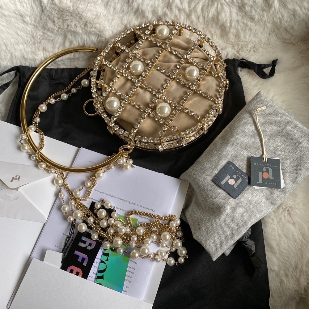 Rosantica round bag with pearl/crystal